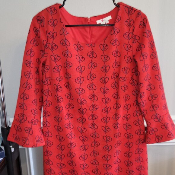 Boden Newlyn Jersey Jacquard Dress Cotton Blend Red & Navy Sz 8L - Picture 4 of 16